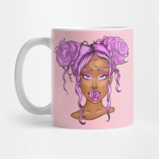 Cute black girl with pink hair art Mug